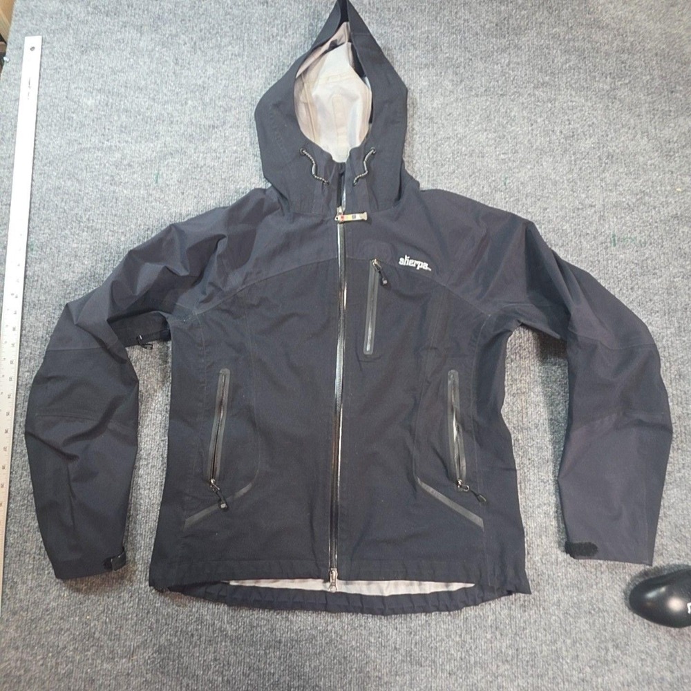 Sherpa Adventure Gear Jacket Womens XL Black Softshell Hooded Full Zip Hiking